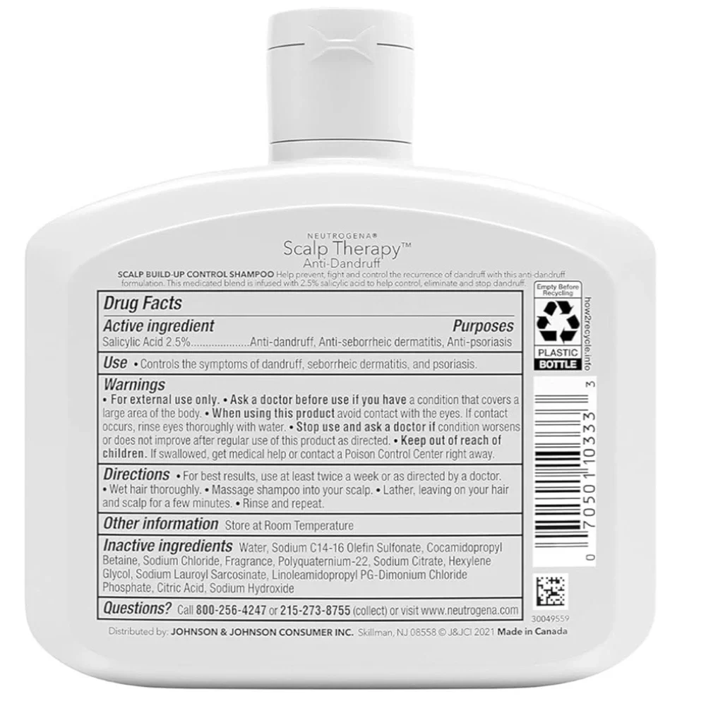 Neutrogena Scalp Therapy Anti-Dandruff Shampoo for Scalp Build-up Control 12 oz.